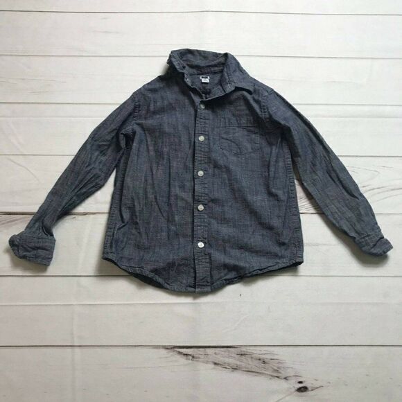 Janie & jack Boys Blue Cotton Long Sleeves Collared Button Front Shirt Size 5 - Picture 1 of 6